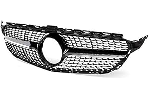 TOOWGM Diamond Style W205 Rejilla delantera para coche para Mercedes para Benz Clase C W205 C200 C250 C300 C350 2015-18 sin cámara (negro)
