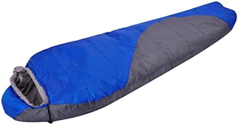 Yy.f Autumn And Winter Mummy Can Be Stitching Outdoor Thickening Double Sleeping Bag Indoor Lunch Break Lock Camping Camp. (Blue And Red),Blue-220*80*50cm