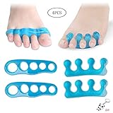 nuosen Gel Toe Separators and Toe Streightener, Set of 4 Gel Hammer Toe & Bunion Corrector Relief Foot Pain and More for Men & Women Use for Pedicure, Yoga & Running