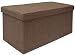 Produktbild dunedesign Faltbare Sitzbank 76x38x38 cm Sitztruhe inkl Trennwand Polsterbank Fußbank Ottomane Leinen Hell Braun