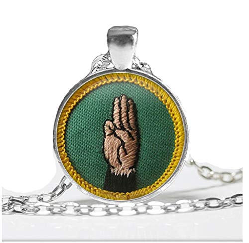 GUHUA Colliers De Dôme Girl Scout Vintage Langues Cadette Merit Badge, Collier Cabochon en Verre Photo À La Main