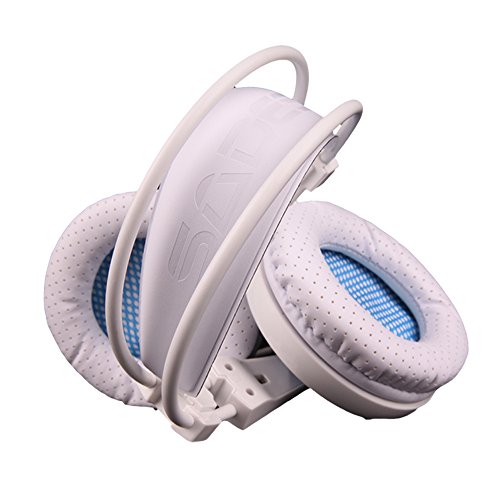 Sades A6  7 1  Surround Sonido Est  reo Pro PC Gaming Headset Auriculares con banda de alta sensibilidad con micr  fono Conector USB Over The de Ear Breat de conmutaci  n Volume Control LED de Leuchten  Color Blanco 