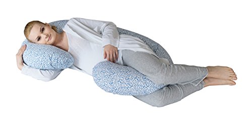 Motherhood Sleepy-C Pregnancy and Nursing Maternity Support Pillow (Blue Leaves)
