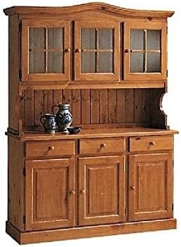 Dresser with Pine Base Unit and Top Section Display Area in Wood, Honey, Walnut and Natural Colour
