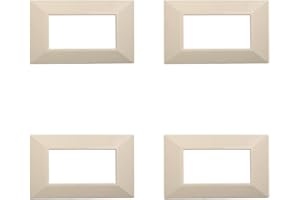 ZOREI 4 Pezzi Placche Compatibile Con Bticino Axolute, Modello Quadrato Serie Stile Piramide (4 Posti/Moduli, Sabbia)