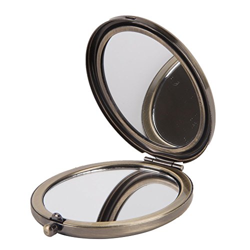 NIKKY HOME Handspiegel Compact Taschenvergrößerungs Kosmetik Make-up Oval Handgemachte Perlmutt Geschenke Vintage Durchmesser 6.3cm Eisen - 3