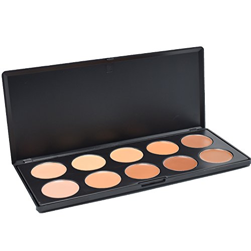 Lover Bar 10 Farben Concealer Palette-Abdeckcreme Camouflage Make Up Kosmetik Set-Makeup Corrector Cover Abdeck Paletten-Cream Contour Highlighter Palette Kit+Make-up Oval Zahnbürste Foundation Pinsel (Oval Brush) - 3