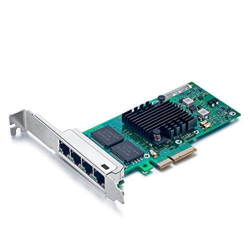 10Gtek® Gigabit PCIE Tarjeta De Red I350-T4 - Intel I350 Chip, Quad RJ45 Ports, 1Gbit PCI Express Ethernet LAN Card, 10/100/1000Mbps Nic para Windows Server, Windows 7/8/ 10, XP und Linux