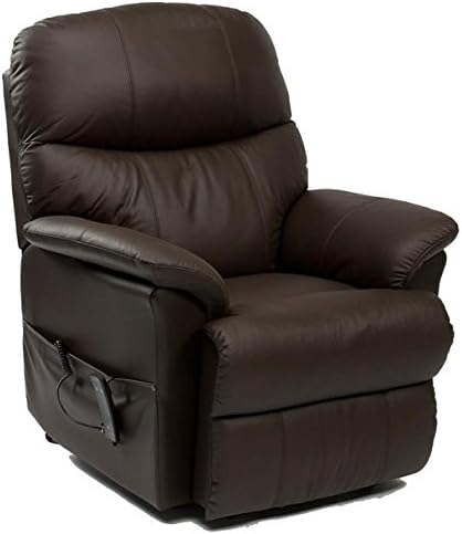 Drive DeVilbiss Lars Single Motor Riser Recliner Armchair – Upholstered Padded Power Chair for Arthritis – Rise and Tilt Electric Recliner Armchair – w/Remote Control (Brown)