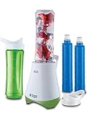 Incluye 2 vasos con 600 milímetros de capacidad, 2 tapas de vaso que permiten beber directamente y 2 tubos refrigeradores