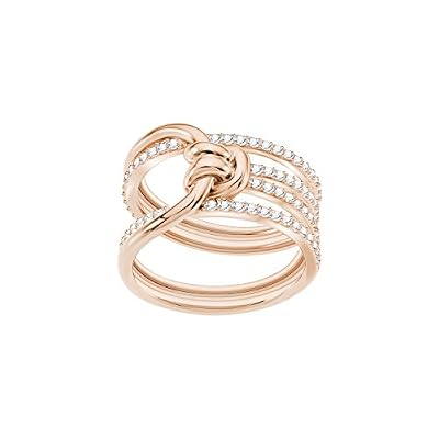 Swarovski Bague Lifelong Wide, blanc, plaqué or rose
