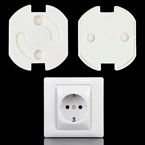 Anpro 30 Stück Steckdosenschutz für Steckdose mit Drehmechanik – steckbar Steckdosensicherung für Kleinkind Baby zum stecken selbstklebend leicht zu montieren (weiß) - 5