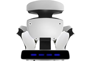LILITOK Stacja ładująca kompatybilna z kontrolerem PSVR2 / PS5, stacja ładująca, zestaw słuchawkowy VR, uchwyt do przechowywania do PS VR2 Move Showcase VR akcesoria