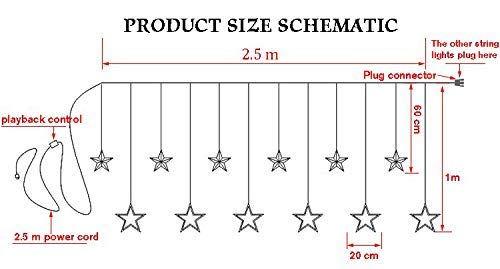 VRCT 138 LED 12 Stars Plastic Star Curtain String Lights with 8 Modes Hanging for Decoration (Warm White) - Image 5