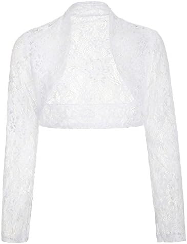Lace Cropped Open Shrug White Bolero for Women BP49-2 3XL