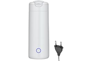 EBKCQ Bollitore Acqua Elettrico Piccolo, 300ml Bollitore da Viaggio, 400 W Mini Bollitore Elettrico, 3 Minuti di Calore Rapido, Bollitore Calda Portatile da Viaggio per Latte, Caffè, Tè (Bianco)