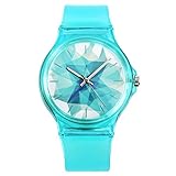 Zeiger Kinderuhr Quarzuhr Mädchen Uhr Mädchenuhr Lernuhr Silikon Armbanduhr Quarz für Kinder Rosa Blau Weiß (Blau)
