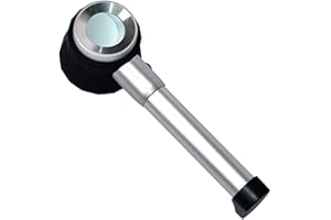 HUNTERBEE 10-fache integrierte LED-beleuchtete optische Glaslupe mit Messskala, Schmuck-Identifikation, Dokumenten-Identifikation