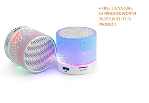 Moto G Plus, 4th Gen Compatible Rechargeable Bluetooth Speaker WITH LED Wireless Audio Receiver Outdoor, Home Theatre Portable USB MP3 Player Stereo Surround Loud Mini Radio Bluetooth Speaker Speakers with Light Support TF Card and Aux with MIC and Phone Call Receiving Feature (Assorted color) + FREE GIFT RS.399 (60.00% Off) - Amazon
