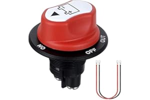 Jtron Batterie Trennschalter 12v 50a Abdeckung abnehmbar batterieschalter 12v 10awg Kabel 50cm für Marine Boat Caravan Car Vehicles (50A)