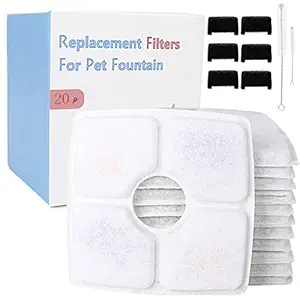 Around Pet Veken Cat Fountain Filters 12 Pack Also for Same 2.5 Liter Fountain 12 Filters 2 Brushes Included Activated Carbon Makes Drinking Water Healthier Digestive and Urinary System