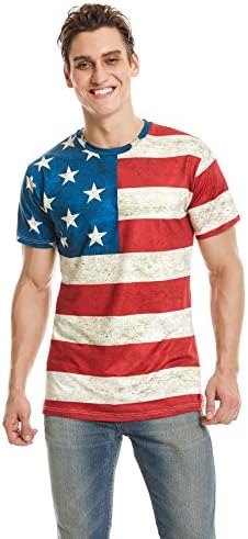 DAWILS Mens American Flag T-Shirt Patriotic Vintage Shirts Hipster Short Sleeve Hip Hop Tee Shirt