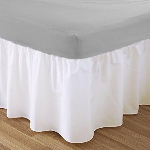 Frilled Base Valance Sheets Single Size Bed Sheets Dyed Plain Poly Cotton Bedding , White