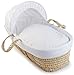 Clair de Lune Starburst Palm Wicker Moses Basket (White)