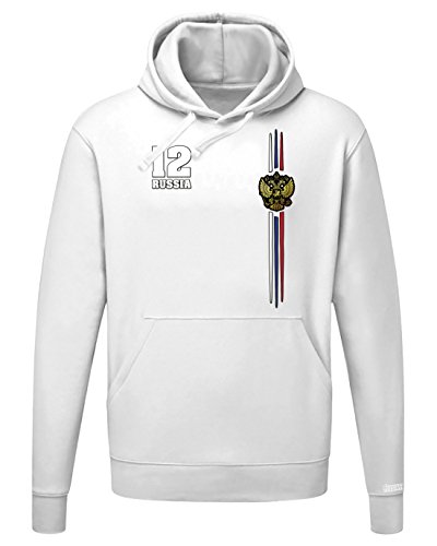 WM 2018 – Russia Digital – Russland – Herren Hoodie Kapuzenpullover in Weiss Gr. M