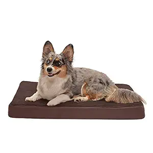 Furhaven Pet Terry & Suede Cooling Gel Top Memory Foam Mattress Pet Bed for Dogs and Cats, Medium Espresso
