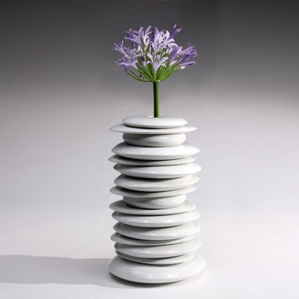 Industreal HULA HOOP, außergewöhnliche vase/Deko-Objekt, in weißem, glasiertem Porzellan - 2