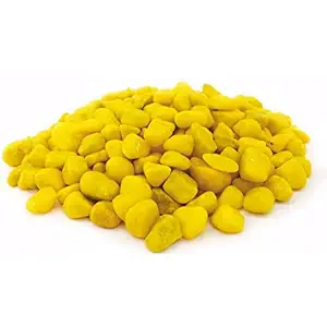 Ercole? Polished Colored Stone Marble Pebbles for Home Garden Aquarium Outdoor Decoration (Yellow, 500 Grams)