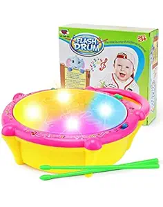 Kids Dukaan Flash Drum with 3D Lights and Music Battery Operated- Plastic, Multi Color(Pack of 1)