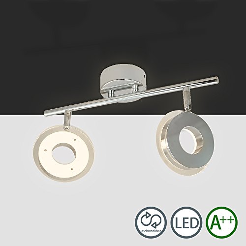 Preisvergleich Produktbild HD 2x6W LED Deckenleuchte schwenkbar Moderne Deckenlampe Deckenstrahler Wohnzimmer Lampe Deckenspots Innenleuchte Schlafzimmer Chrom 2 Flammig Warmweiss 1200LM