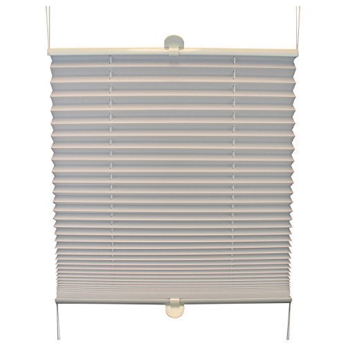 TOP MULTI Plissee Jalousie Faltrollo Klemmrollo crushed Stoff Fenster & Türen creme oder weiß verschiedene Längen und Breiten - versandkostenfrei (D) (90cm Breite x 220cm Länge, Weiß)