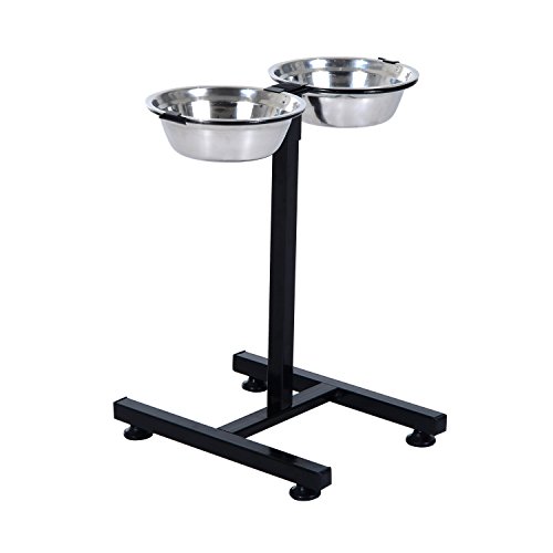 Pawhut Pet Feeder Stainless Steel 2 Dog Feeding Bowls Height