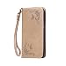 Produktbild Lonchee Samsung Galaxy J7 (2015) Wallet Tasche Brieftasche Schutzhülle , geprägten Design Hochwertige PU Leder Folio Tasche Case Hülle im Bookstyle mit Standfunktion Kredit Kartenfächer (golden)