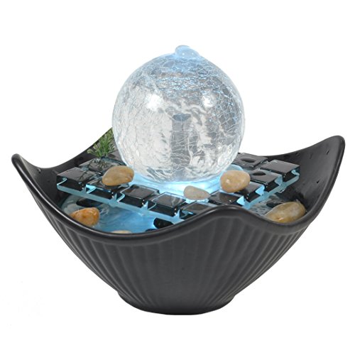 Zen' Light Sidney Fuente cerámica/Cristal Negro/Blanco 23 x 23 x 18 cm