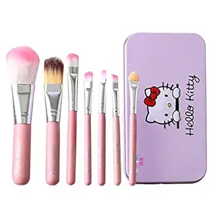 CETC Synthetic Bristle Makeup Mini Brush Kit With Storage Box- Multicolor, Set Of 7 Pcs