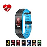 KING Watch Slim Fitness Armband Uhr mit blutdruckmessung Pulsmesser, SchrittzäHler Wasserdicht IP67 Schlaf-Monitor Schlaftracker Call SMS Benachrichtigung Push mit Sport Uhr für Herren Damen,Blue