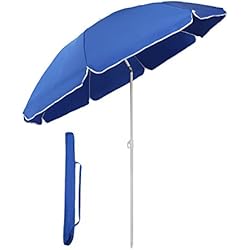 Sekey® Parasol Ø 160 cm inclinable pour Patio Jardin Balcon Piscine Plage Bleu Rond Sunscreen uv20+