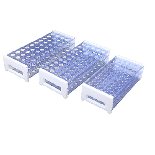 Gazechimp Reagenzglasständer für bis zu 50 Reagenzgläser, 13/16/18 mm Durchmesser – Klar, 16mm - 5