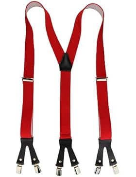 Hosenträger 6 Clips - Sehr hochwertig - Made in Germany - bis XXXL 140cm Bandlänge | schwarz / grau / weiß / royalblau...