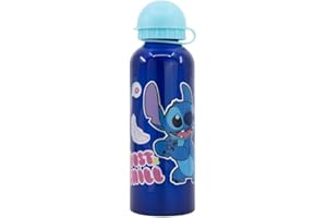 My sweety pop - Gourde - Aluminium - Pour enfant - Crèche - Maternelle - Ecole - Vacances - Repas - 21 cm – 530 ml - Hydratation - Idée Cadeau - Stitch - Bleu - pour fille