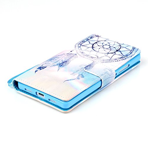 Huawei P8 Lite Case,ISAKEN Huawei P8 Lite Wallet Case,Huawei P8 Lite Cover,Luxury Elegant Printing Drawing Design Pattern PU Leather Magnetic Flip Wallet Case Credit Card Slot Magnetic Flip Protective Stand Case Cover for Huawei P8 Lite- Light Purple Dreamcatcher
