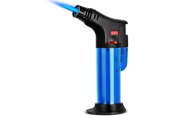 KRIREEN Jet Flame Gas Lighter, Windproof ABS Strong Plastic Handy Liter, Built-in Safety Lock, Multicolored, (Red/Yellow/Green/Orange) (Pack of 1)