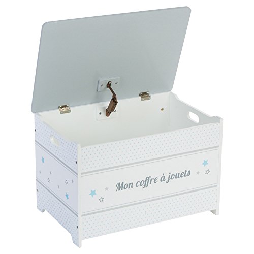 Coffre à jouets en bois pour enfants - Motif Etoiles - Coloris...