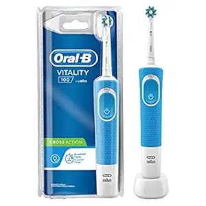 Oral B Vitality 100 Blue Criss Cross Electric Rechargeable Toothbrush Powered by Braun