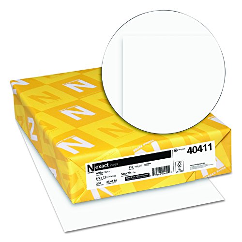 Neenah Paper 40411 Exact Index Card Stock, 110lb, 94 Bright, 8 1/2 x 11, White, 250 Sheets