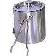 Dynore Stainless Steel Double Wall Ice Bucket 1000 ml with Ice Tong- Set of 2
